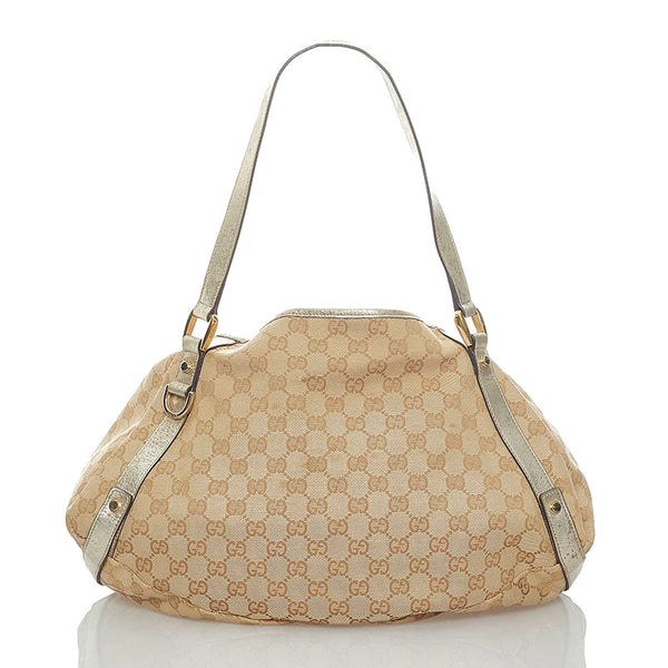 グッチ GGキャンバス アビー ショルダーバッグ 130736 ベージュ ゴールド キャンバス レザー レディース GUCCI 【中古】