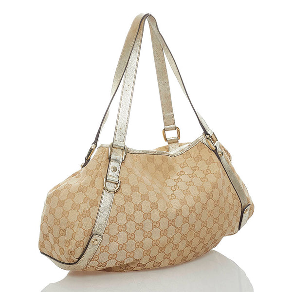グッチ GGキャンバス アビー ショルダーバッグ 130736 ベージュ ゴールド キャンバス レザー レディース GUCCI 【中古】