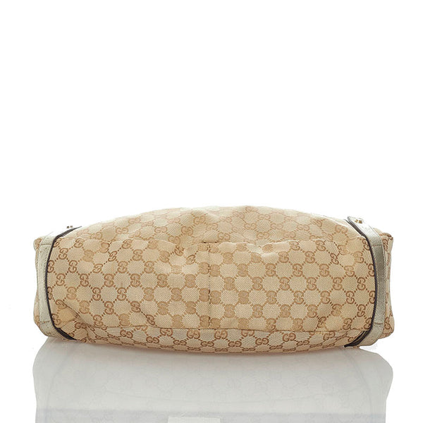 グッチ GGキャンバス アビー ショルダーバッグ 130736 ベージュ ゴールド キャンバス レザー レディース GUCCI 【中古】