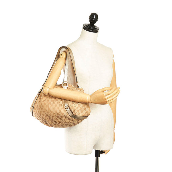 グッチ GGキャンバス アビー ショルダーバッグ 130736 ベージュ ゴールド キャンバス レザー レディース GUCCI 【中古】