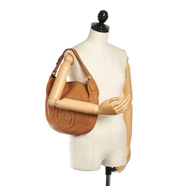 グッチ インターロッキングG ワンショルダーバッグ 121548 ブラウン レザー レディース GUCCI 【中古】