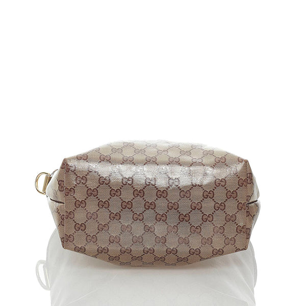 グッチ GGクリスタル ハンドバッグ トートバッグ 189896 ブラウン ゴールド PVC レザー レディース GUCCI 【中古】