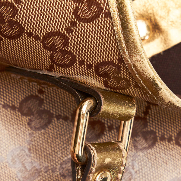 グッチ GGクリスタル ハンドバッグ トートバッグ 189896 ブラウン ゴールド PVC レザー レディース GUCCI 【中古】