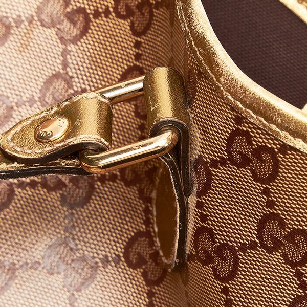 グッチ GGクリスタル ハンドバッグ トートバッグ 189896 ブラウン ゴールド PVC レザー レディース GUCCI 【中古】