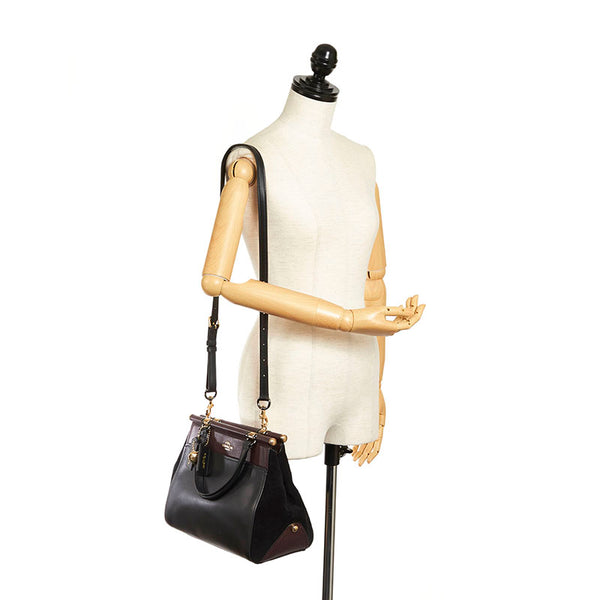 コーチ × セレーナゴメス ハンドバッグ ショルダーバッグ 2WAY 24109 ブラック ワインレッド ボルドー レザー スウェード レディース COACH 【中古】