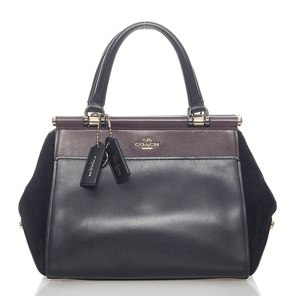 コーチ × セレーナゴメス ハンドバッグ ショルダーバッグ 2WAY 24109 ブラック ワインレッド ボルドー レザー スウェード レディース COACH 【中古】