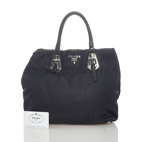 プラダ テスート ハンドバッグ BN1591 NERO ブラック シルバー ナイロン レディース PRADA 【中古】