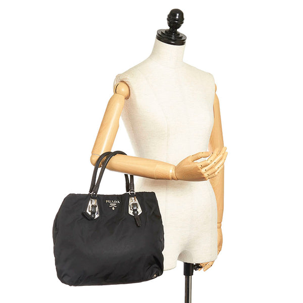 プラダ テスート ハンドバッグ BN1591 NERO ブラック シルバー ナイロン レディース PRADA 【中古】