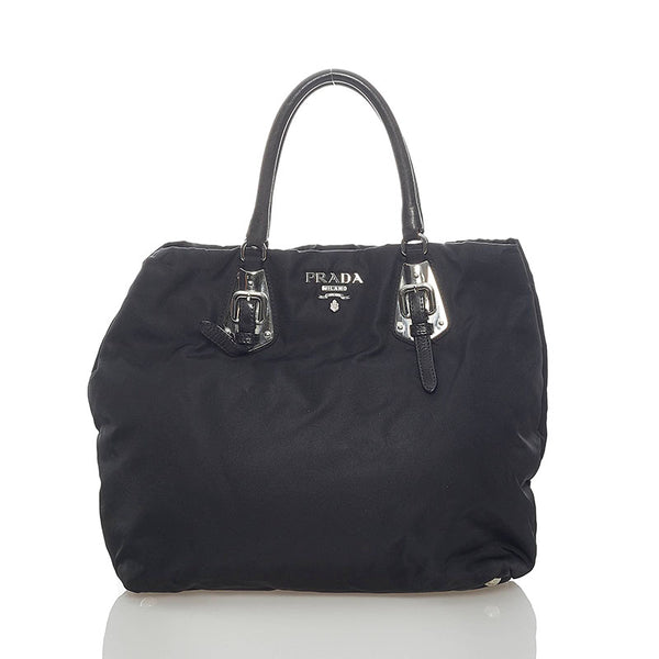 プラダ テスート ハンドバッグ BN1591 NERO ブラック シルバー ナイロン レディース PRADA 【中古】