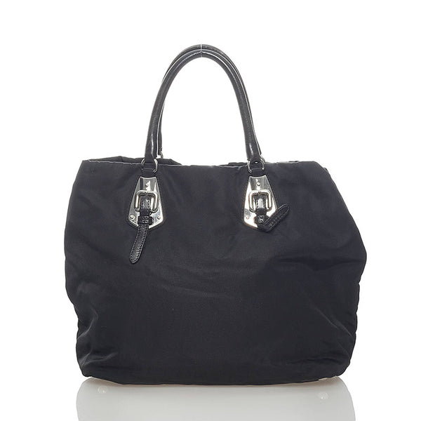 プラダ テスート ハンドバッグ BN1591 NERO ブラック シルバー ナイロン レディース PRADA 【中古】