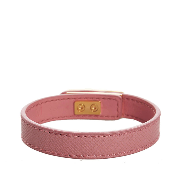 プラダ サフィアーノ ターンロック ブレスレット ピンク レザー レディース PRADA 【中古】