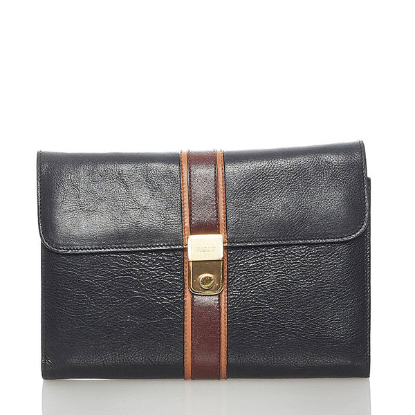バリー セカンドバッグ クラッチバッグ ブラック ブラウン レザー メンズ BALLY 【中古】