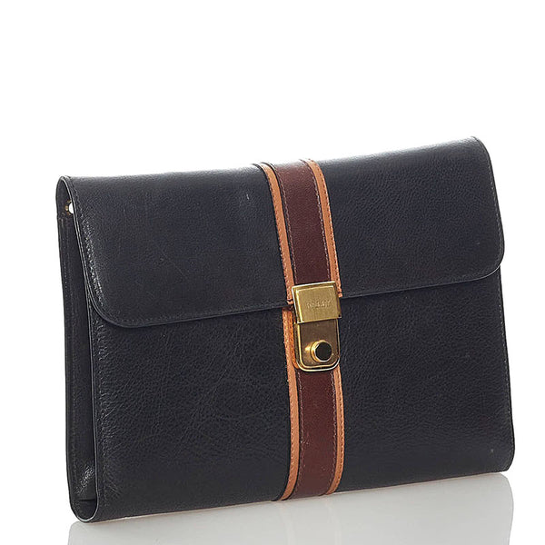 バリー セカンドバッグ クラッチバッグ ブラック ブラウン レザー メンズ BALLY 【中古】