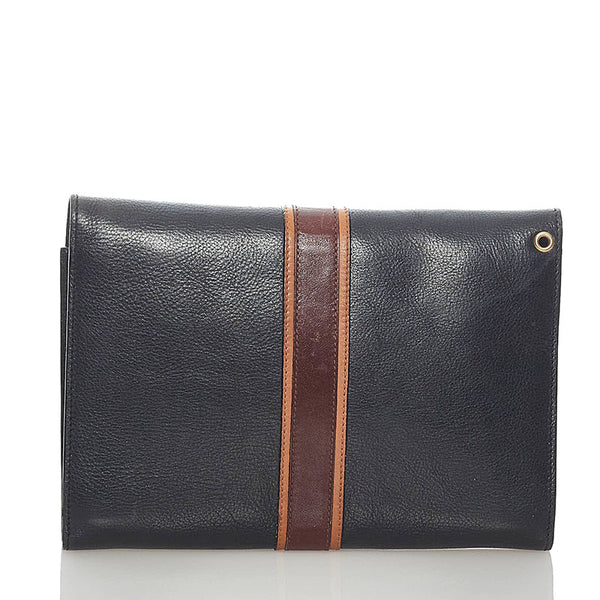 バリー セカンドバッグ クラッチバッグ ブラック ブラウン レザー メンズ BALLY 【中古】