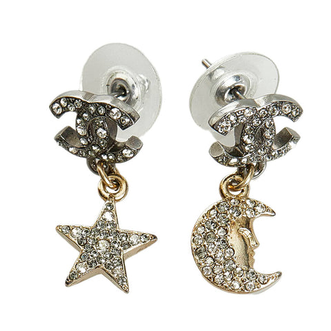 シャネル ココマーク ムーン スター ラインストーン ピアス シルバー ゴールド メタル メッキ レディース CHANEL 【中古】