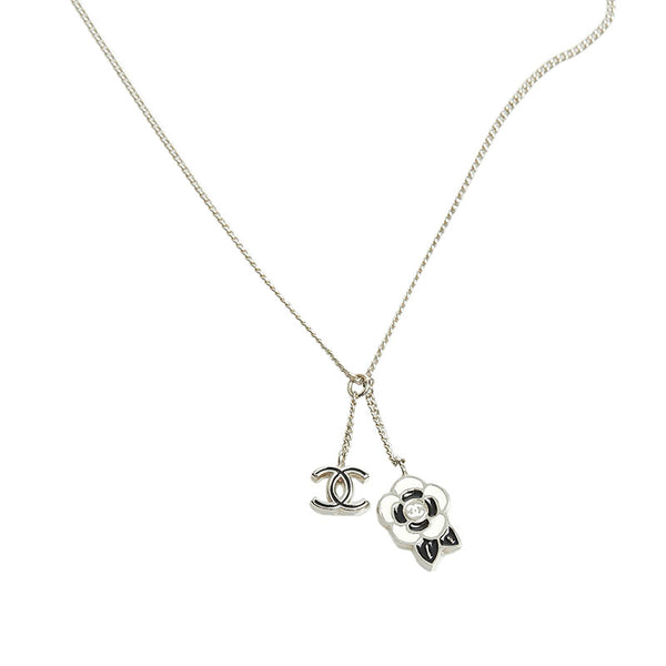 シャネル ココマーク カメリア ネックレス シルバー ブラック ホワイト メタル レディース CHANEL 【中古】
