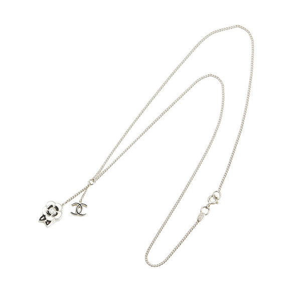 シャネル ココマーク カメリア ネックレス シルバー ブラック ホワイト メタル レディース CHANEL 【中古】