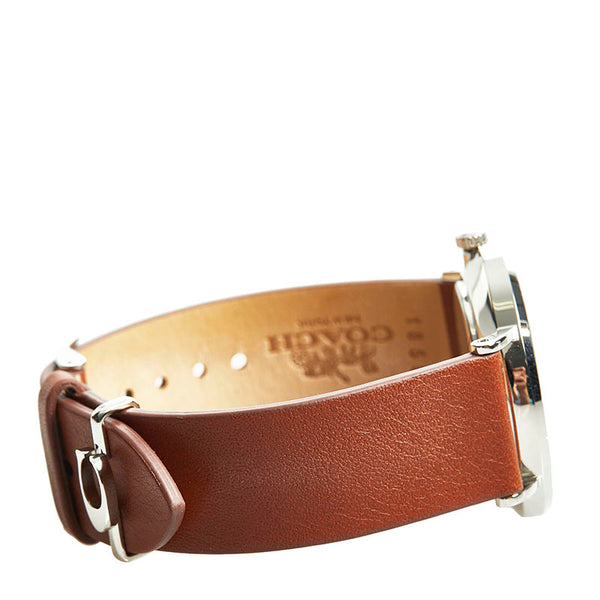 コーチ ペリー 腕時計 14503120 クオーツ シルバー文字盤 ステンレス レザー レディース COACH 【中古】