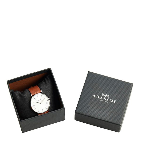 コーチ ペリー 腕時計 14503120 クオーツ シルバー文字盤 ステンレス レザー レディース COACH 【中古】