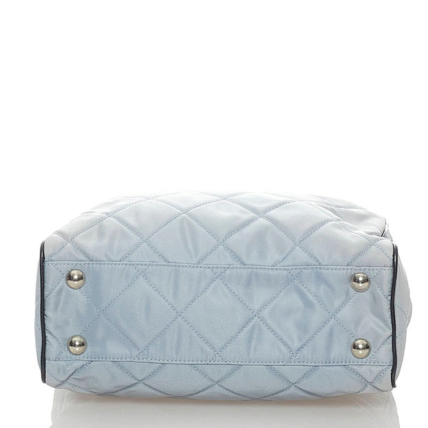 プラダ キルティングショルダー ショルダーバッグ BR2236 ライトブルー ブラック ナイロン レザー レディース PRADA 【中古】