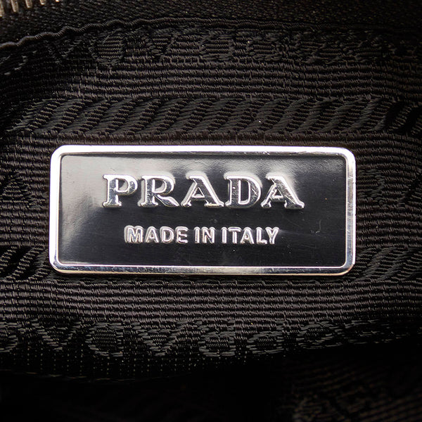 プラダ キルティングショルダー ショルダーバッグ BR2236 ライトブルー ブラック ナイロン レザー レディース PRADA 【中古】