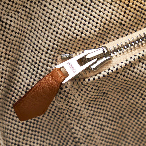 エルメス エールライン ニューフールトゥ MM トートバッグ ハンドバッグ グレー キャンバス メンズ HERMES 【中古】