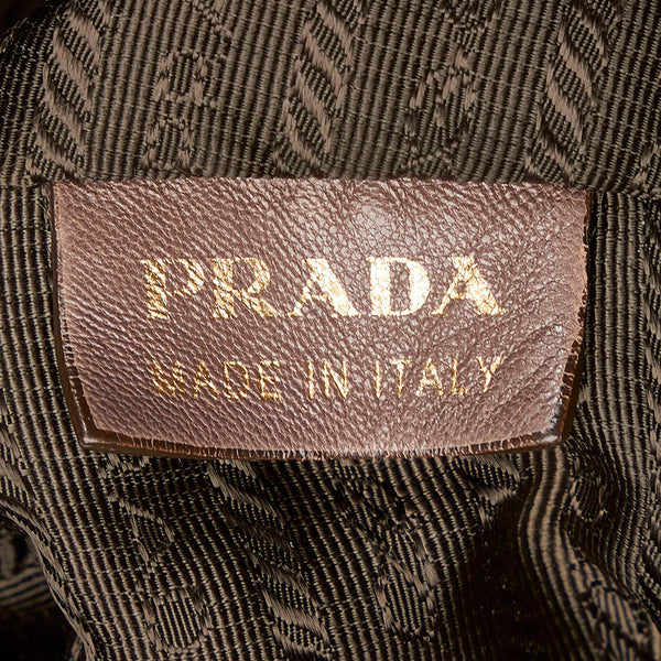 プラダ ギャザー ハンドバッグ グレー レザー レディース PRADA 【中古】