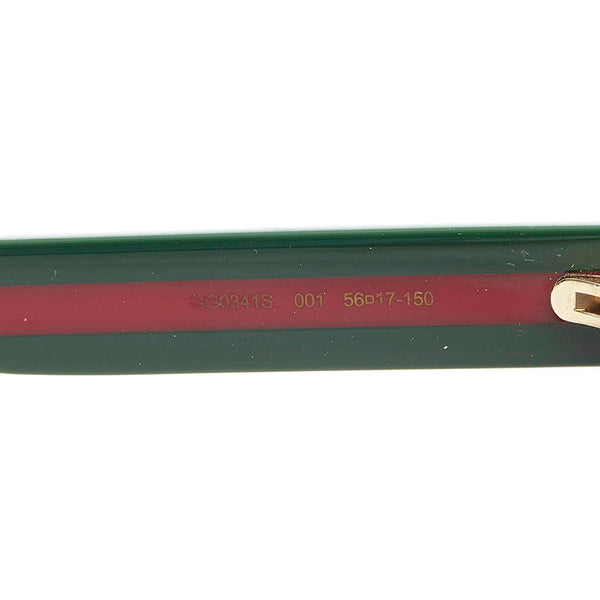 グッチ シェリーライン ウェリントン スクエア サングラス GG0341S 001 ブラック プラスチック メンズ GUCCI 【中古】