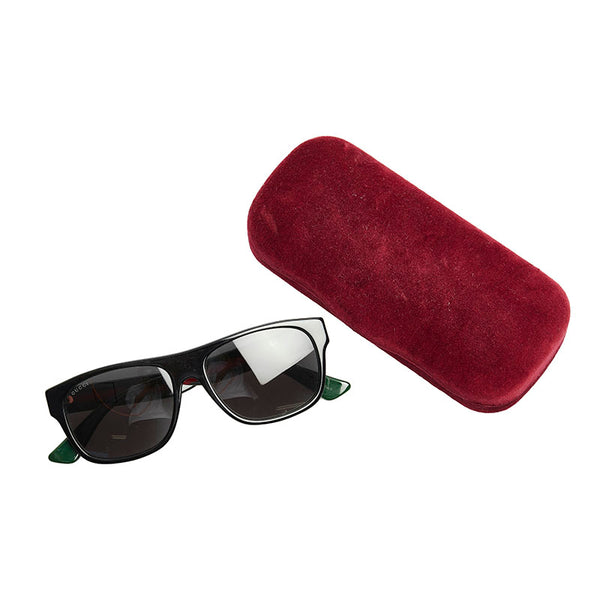 グッチ シェリーライン ウェリントン スクエア サングラス GG0341S 001 ブラック プラスチック メンズ GUCCI 【中古】