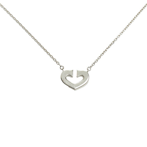 カルティエ Cハート ネックレス K18WG ホワイトゴールド レディース CARTIER 【中古】