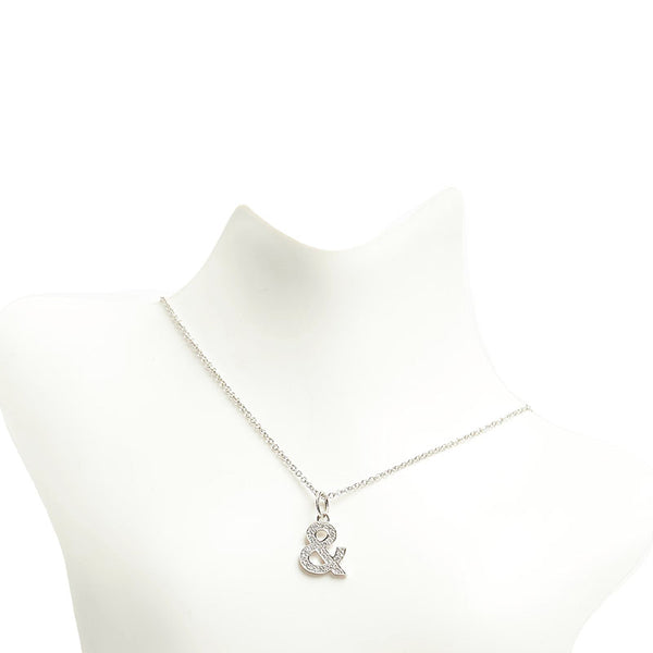 ティファニー アンパサンド ダイヤモンド ＆モチーフ ネックレス K18WG ホワイトゴールド レディース TIFFANY&Co. 【中古】