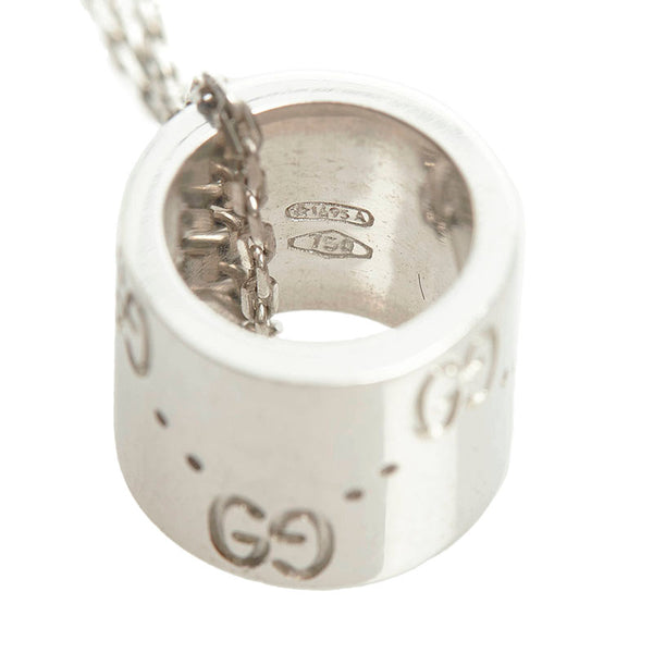 グッチ GGアイコン ネックレス シルバー K18WG ホワイトゴールド レディース GUCCI 【中古】