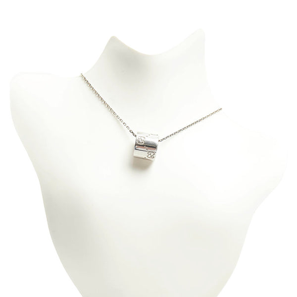 グッチ GGアイコン ネックレス シルバー K18WG ホワイトゴールド レディース GUCCI 【中古】