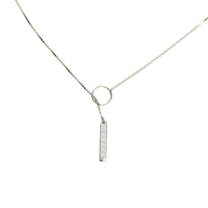 グッチ ロゴ ネックレス K18WG ホワイトゴールド レディース GUCCI 【中古】