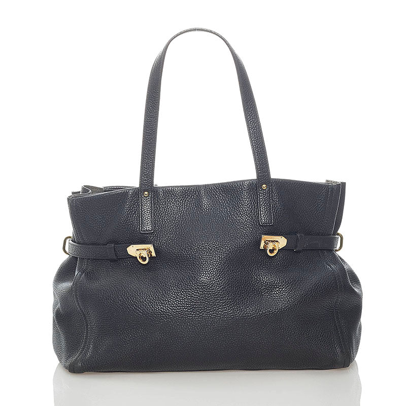 サルヴァトーレフェラガモ ガンチーニ トートバッグ GU-21 F074 ブラック レザー レディース Salvatore Ferragamo 【中古】