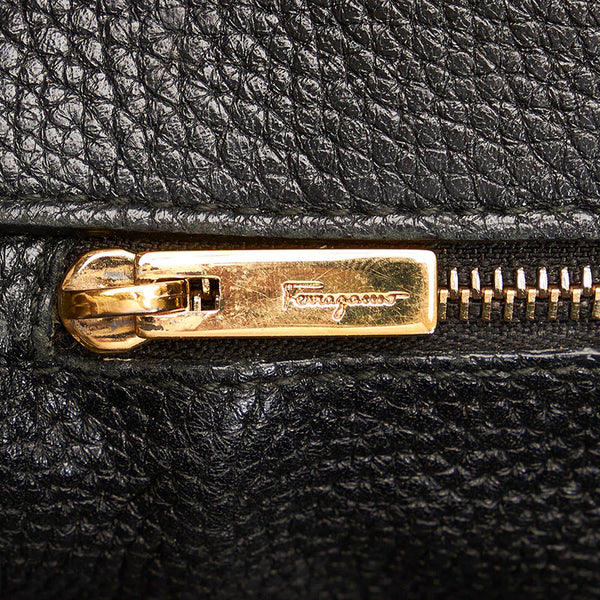 サルヴァトーレフェラガモ ガンチーニ トートバッグ GU-21 F074 ブラック レザー レディース Salvatore Ferragamo 【中古】