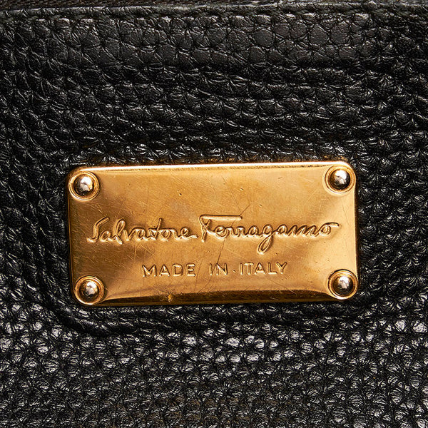 サルヴァトーレフェラガモ ガンチーニ トートバッグ GU-21 F074 ブラック レザー レディース Salvatore Ferragamo 【中古】