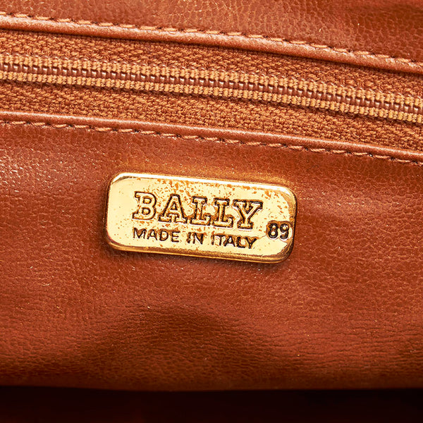 バリー Bロゴ 斜め掛け ショルダーバッグ ブラック ブラウン PVC レザー レディース BALLY 【中古】