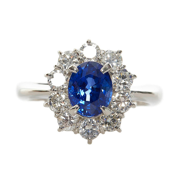 Pt900 プラチナ サファイア1.18ct ダイヤ1.00ct リング 指輪 レディース 12号 【中古】