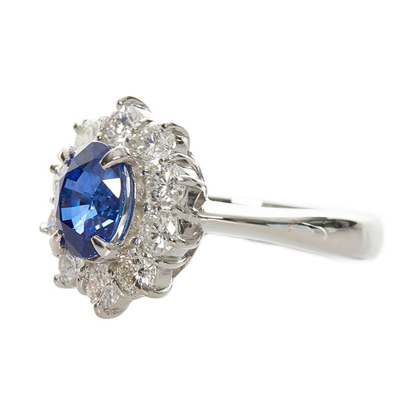 Pt900 プラチナ サファイア1.18ct ダイヤ1.00ct リング 指輪 レディース 12号 【中古】
