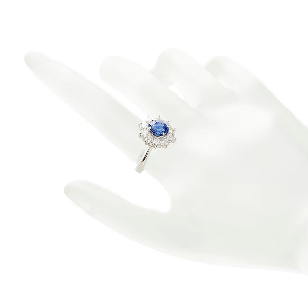 Pt900 プラチナ サファイア1.18ct ダイヤ1.00ct リング 指輪 レディース 12号 【中古】