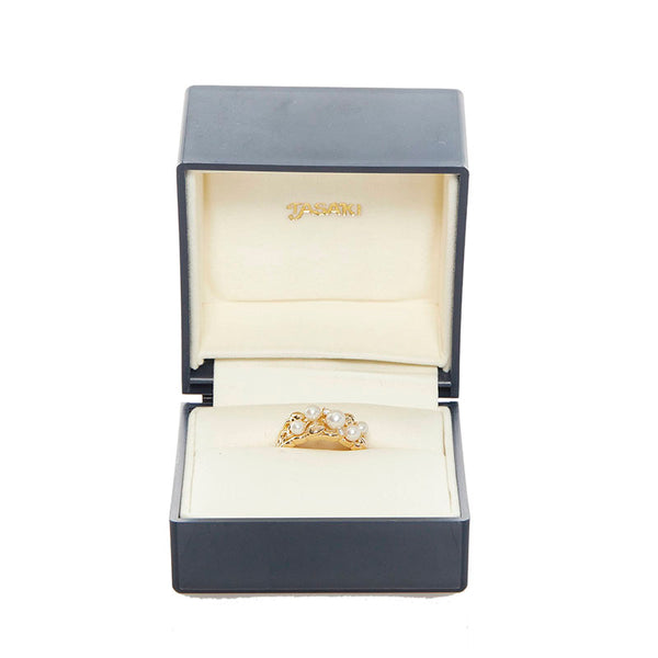 タサキ K18YG イエローゴールド アコヤパール3～4.5mm ダイヤ0.03ct リング 指輪 レディース TASAKI 10号 【中古】