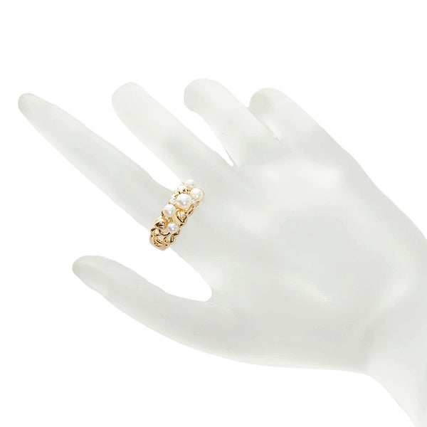 タサキ K18YG イエローゴールド アコヤパール3～4.5mm ダイヤ0.03ct リング 指輪 レディース TASAKI 10号 【中古】