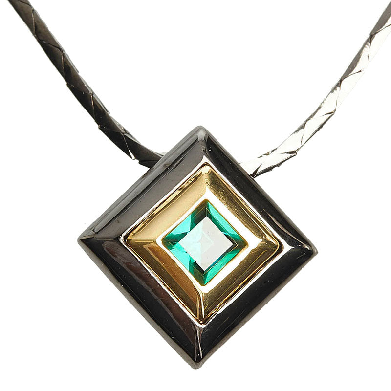 サンローラン ストーン ネックレス ブラック グリーン メッキ レディース SAINT LAURENT 【中古】