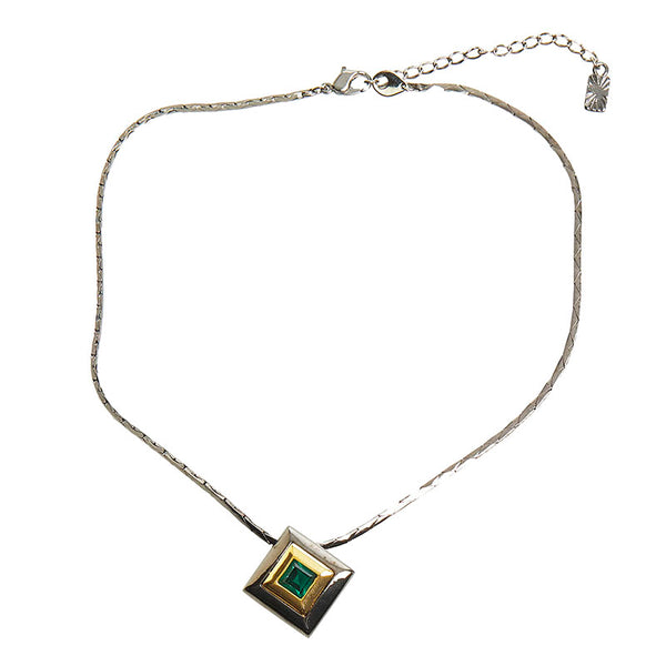 サンローラン ストーン ネックレス ブラック グリーン メッキ レディース SAINT LAURENT 【中古】