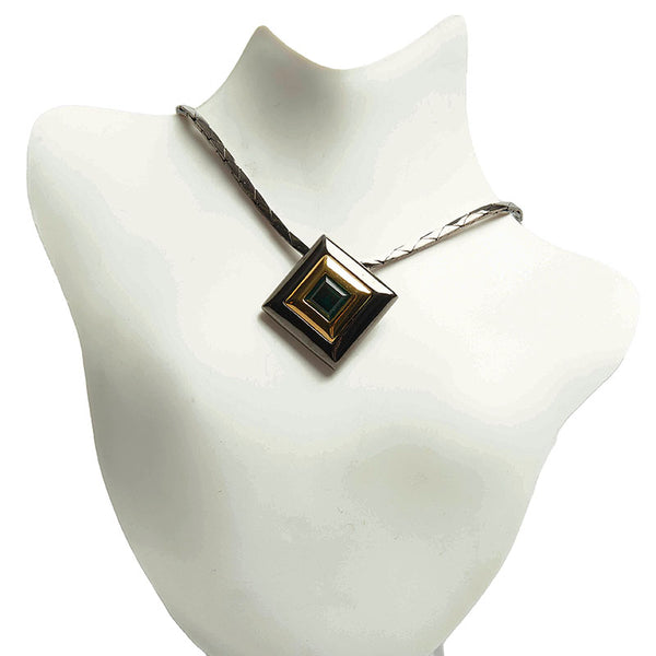 サンローラン ストーン ネックレス ブラック グリーン メッキ レディース SAINT LAURENT 【中古】