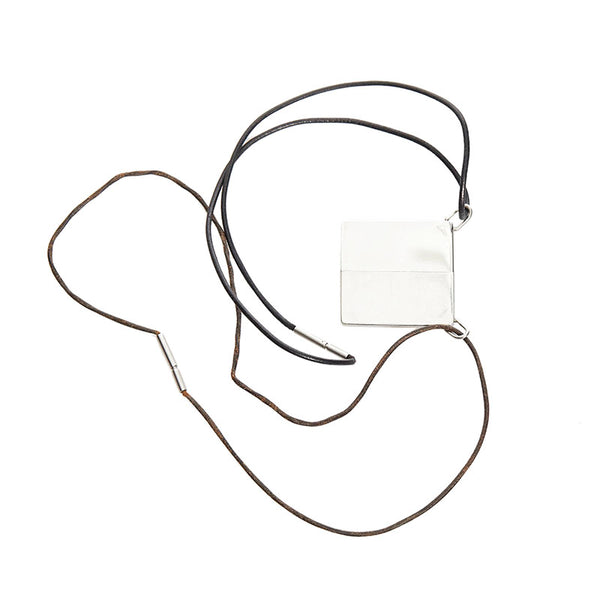 エルメス AMOUR 愛 ペア ネックレス シルバー メタル レザー レディース HERMES 【中古】