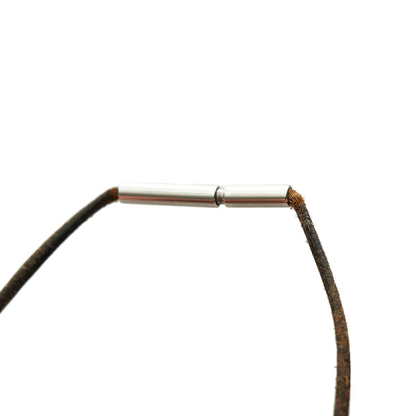 エルメス AMOUR 愛 ペア ネックレス シルバー メタル レザー レディース HERMES 【中古】