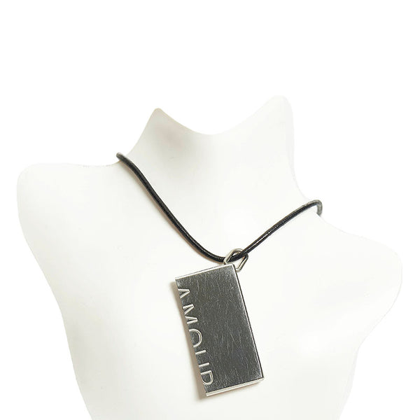 エルメス AMOUR 愛 ペア ネックレス シルバー メタル レザー レディース HERMES 【中古】