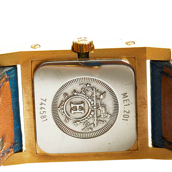 エルメス メドール 腕時計 クオーツ ホワイト文字盤 メッキ レザー レディース HERMES 【中古】